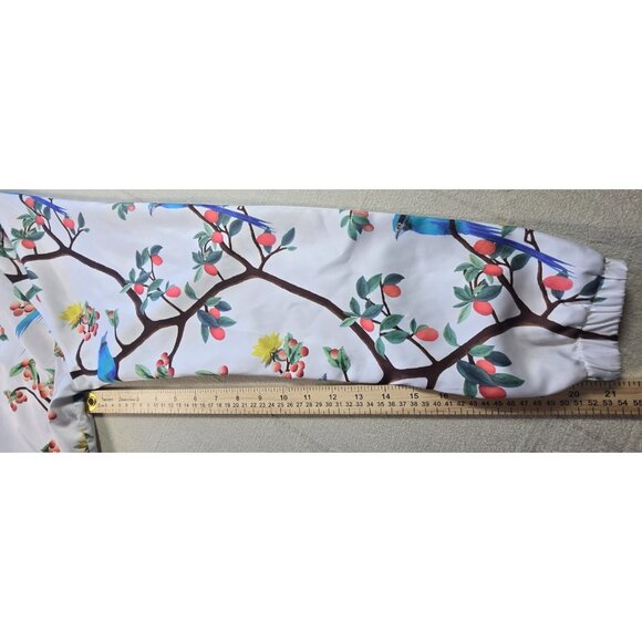 Forever 21 Men’s Windbreaker Jacket Med Multi White Birds of Paradise Print - Picture 8 of 15